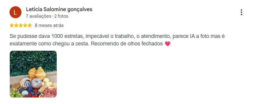Avaliação 1 de cliente no Google