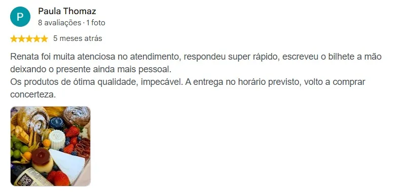 Avaliação 10 de cliente no Google
