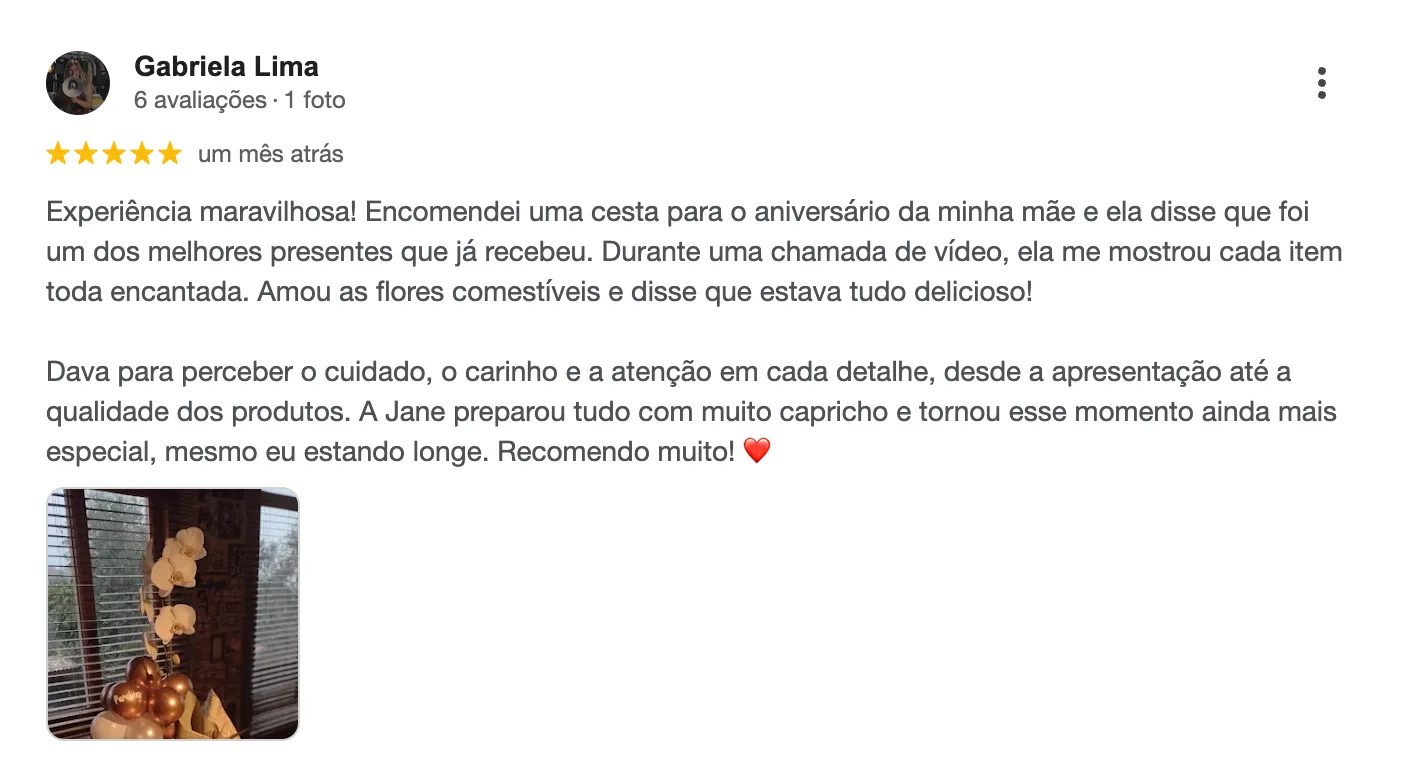Avaliação 1 de cliente no Google