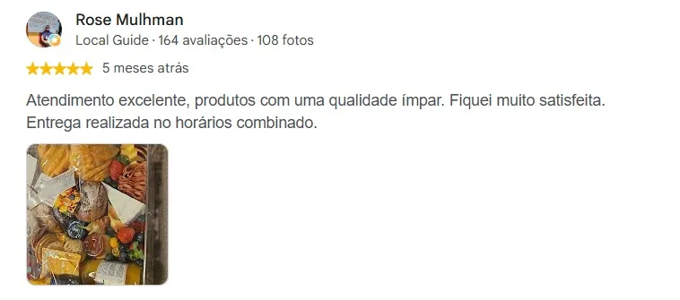 Avaliação 7 de cliente no Google