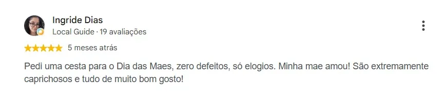 Avaliação 3 de cliente no Google