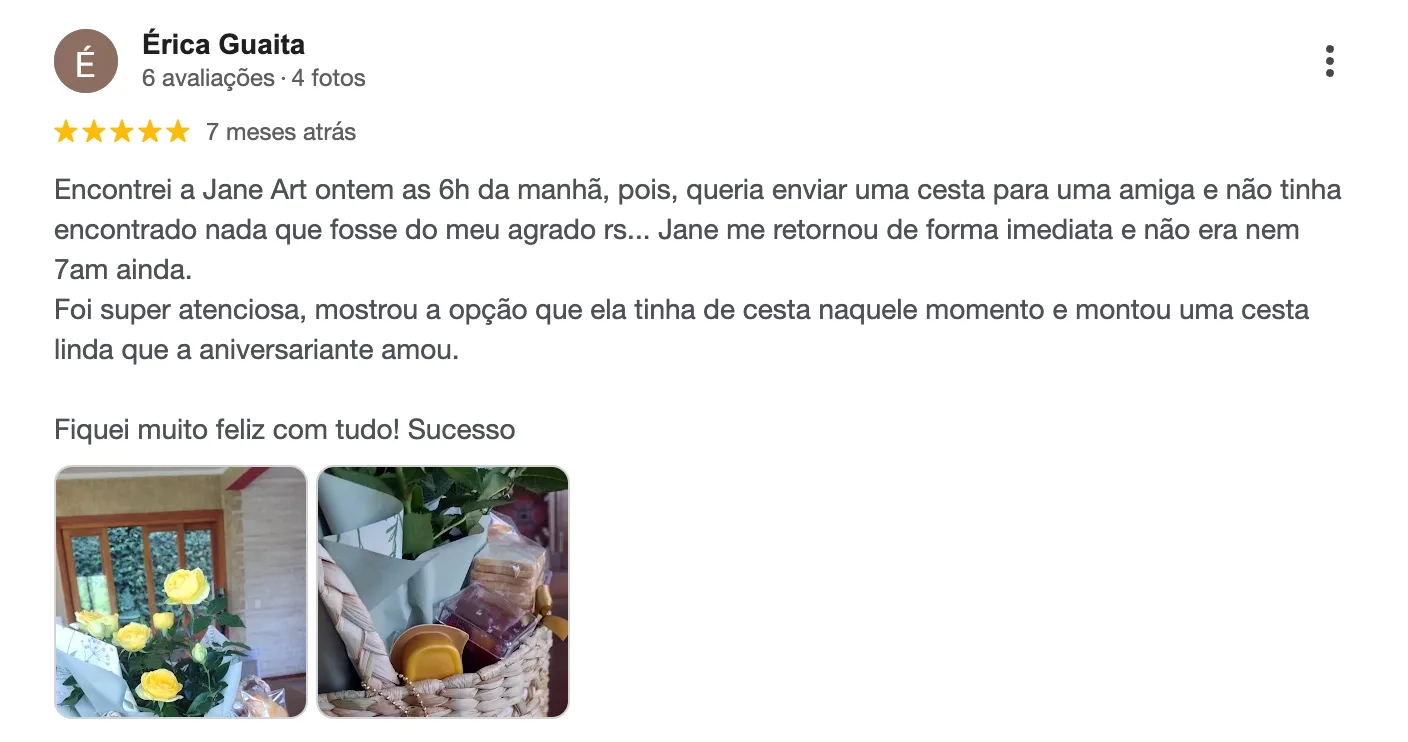 Avaliação 2 de cliente no Google