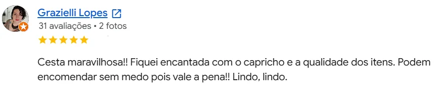 Avaliação 3 de cliente no Google